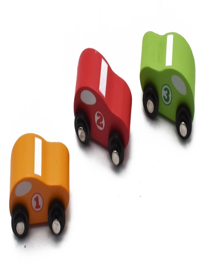 Justhandmade Pull Along Toy Number Cars for Kids with Wheels (Pack of 3) - Image 3